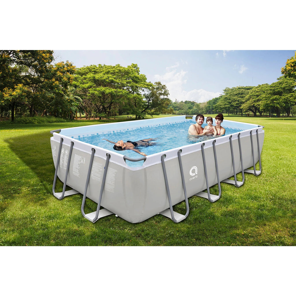 JLeisure 17776 18 x 10 Foot Above Ground Steel Frame Swimming Pool, Gray