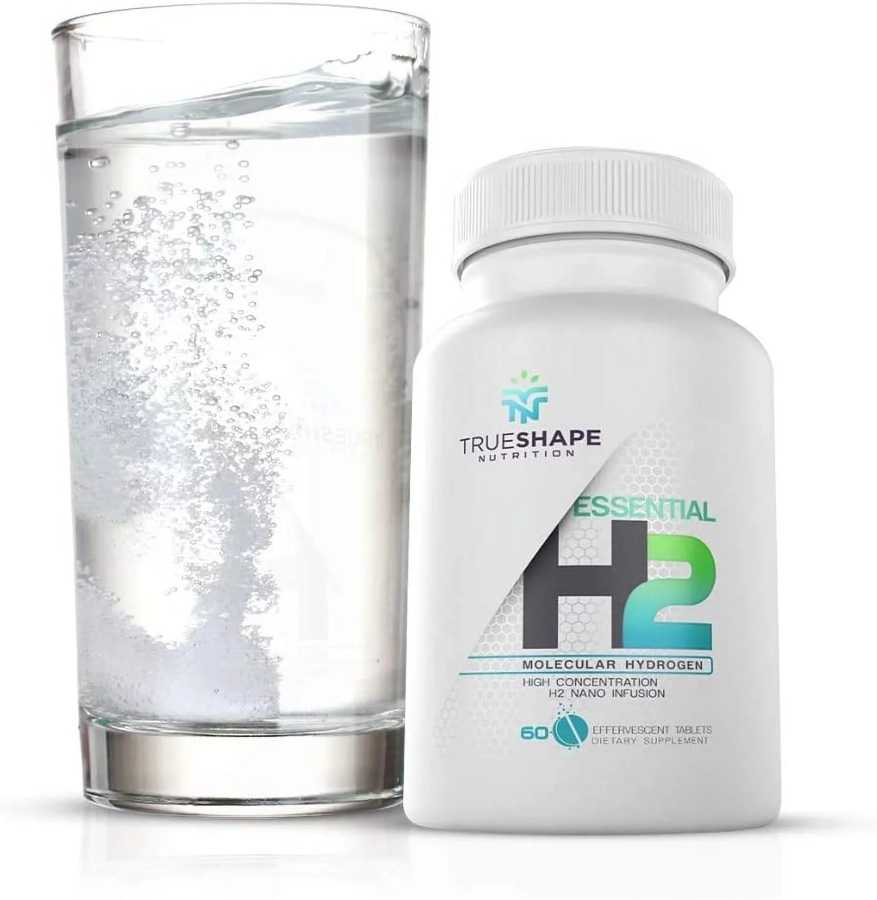 TrueShape Nutrition Essential H2 Fizzy Molecular Hydrogen Tablets for Water Nutritional Individuals (60 Servings)