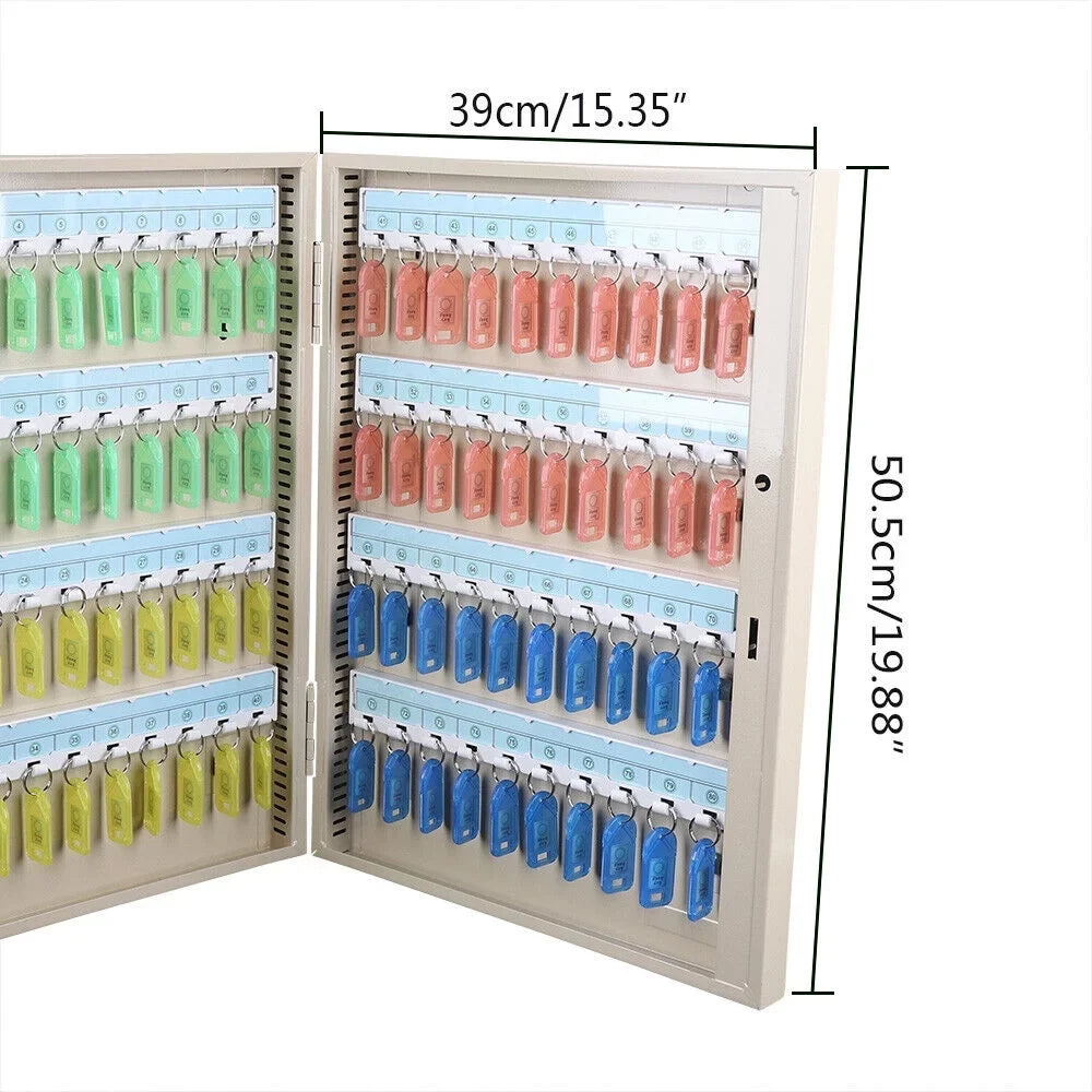 Wall Mounted 80 Key Storage Cabinet Lock Box Safe Organizer Car Dealership Holder