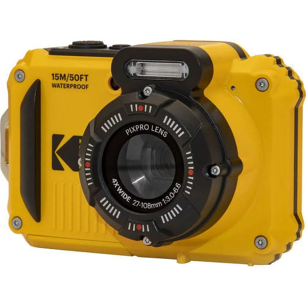 Open Box Kodak PIXPRO WPZ2 Rugged Waterproof Digital Camera 16MP 4X Optical Zoom 2.7" LCD Full HD Video, Yellow
