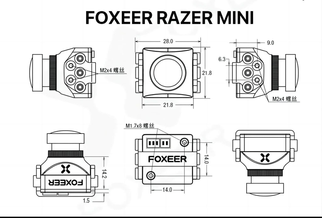 SoloGood FPV Camera Foxeer Razer Mini 2.1mm 4:3 Lens Natural Image 1200TVL Definition 125 Degree PAL NTSC Switchable