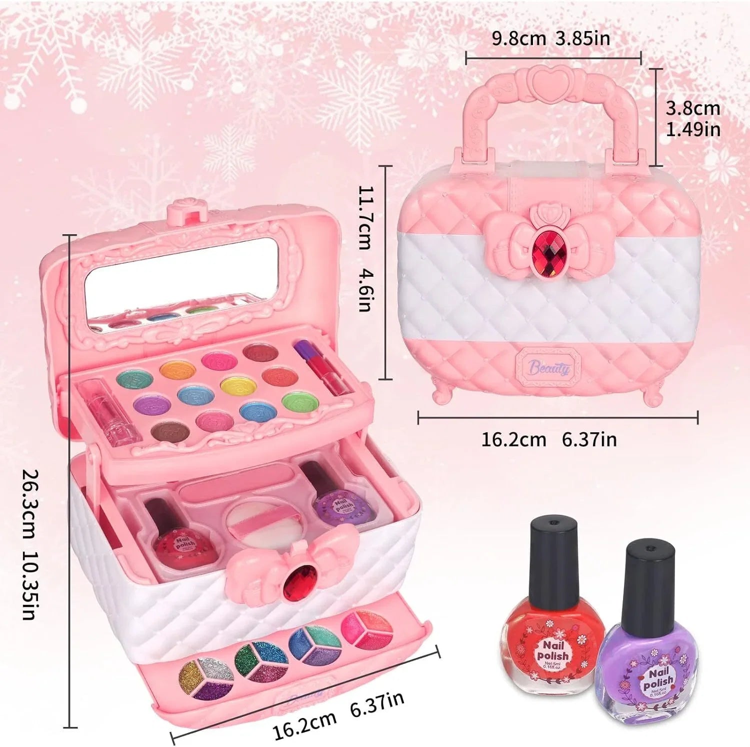 Kids Makeup Kit for Girls, 24Pcs Washable Toddler Makeup Set, Girls Toys Real Cosmetic Makeup Set Safe & Non-Toxic Frozen Makeup for 3-12 Year Olds Kids Christmas Birthday Gift, Pink