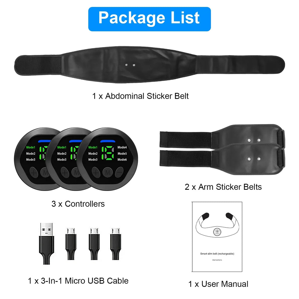iMounTEK Muscle Stimulator Workout Individuals Abdominal Toning Belt ABS Training Fitness People Waist Trimmer Belt, 6 Modes, 18 Intensity Levels, Home Office People