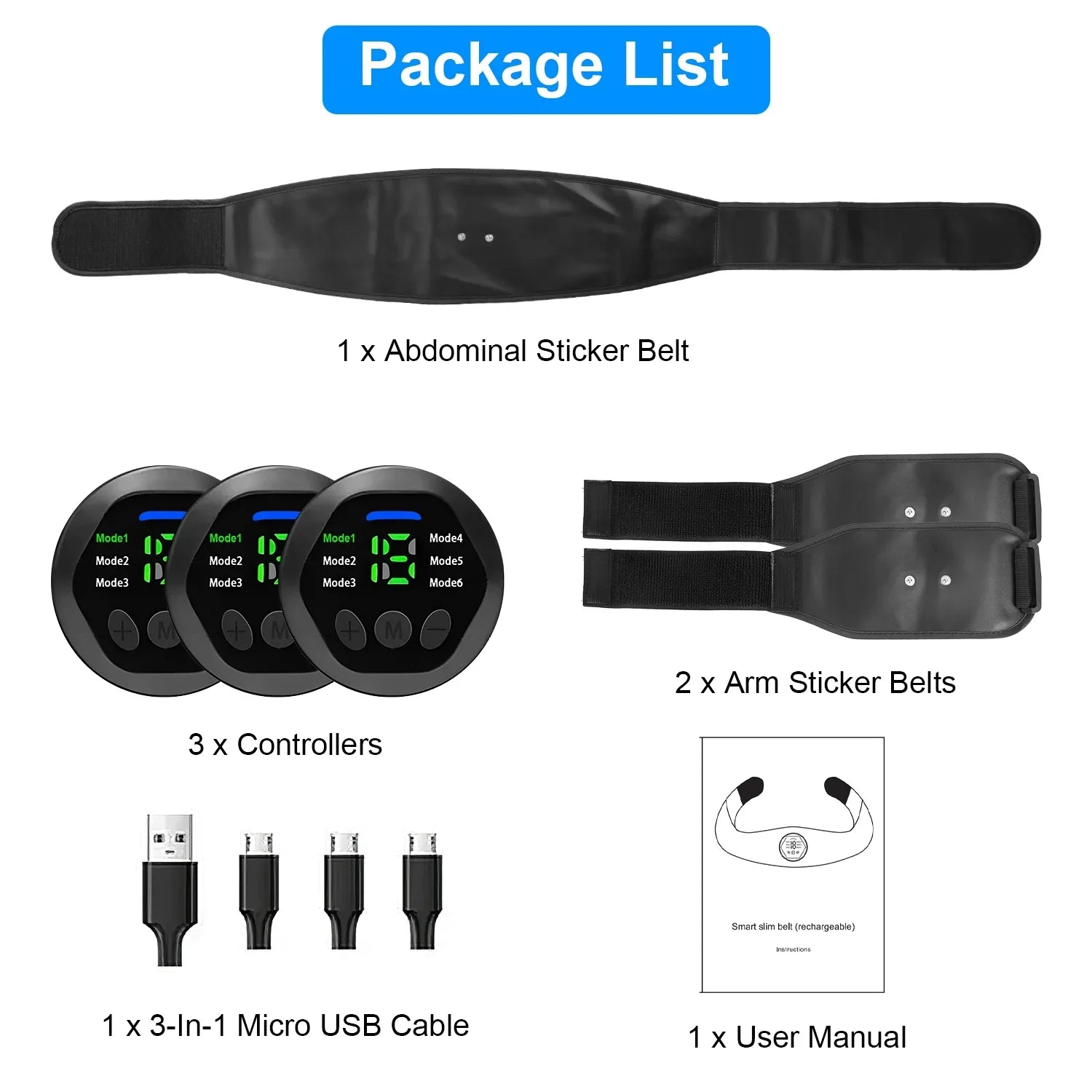 iMounTEK Muscle Stimulator Workout Individuals Abdominal Toning Belt ABS Training Fitness People Waist Trimmer Belt, 6 Modes, 18 Intensity Levels, Home Office People