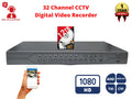 Evertech 32 Channel H.265 Security DVR with 12TB Hard Drive 16x Audio Input Surveillance Standalone Recorder Supports 1080p AHD TVI CVI and Analog (960H) Cameras, Easy Remote Access