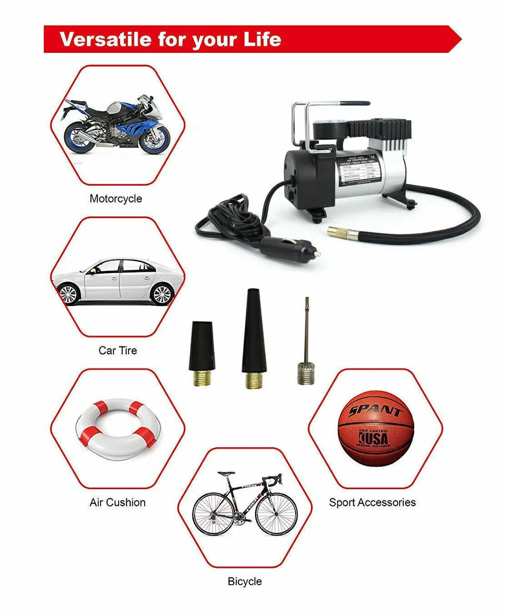 Jahy2Tech Dark Portable Air Compressor 12V Electric Pump Quick Inflation 280W Roadside Assistance