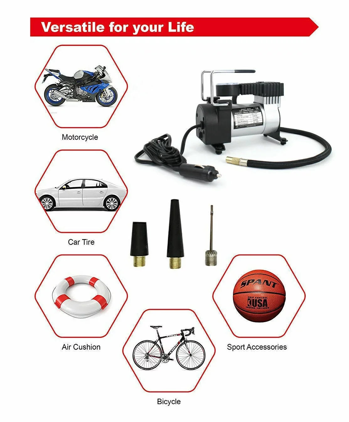 Jahy2Tech Dark Portable Air Compressor 12V Electric Pump Quick Inflation 280W Roadside Assistance