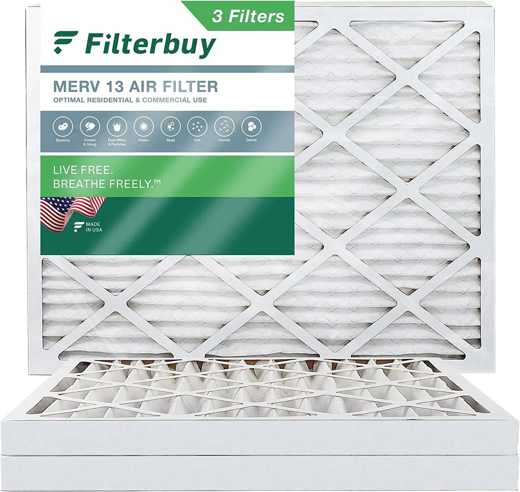 Filterbuy 12x16x2 MERV 13 Pleated HVAC AC Furnace Air Filters (3-Pack)
