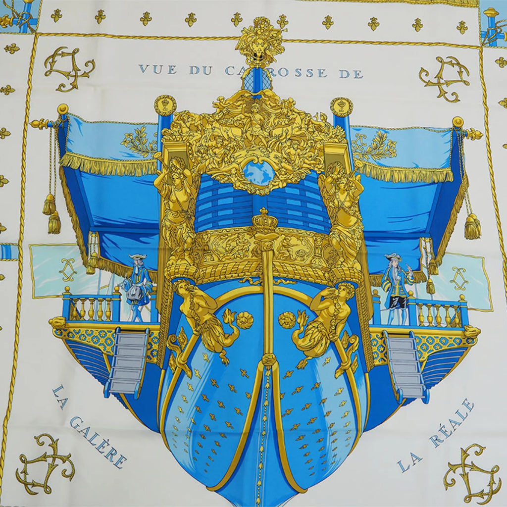 Pre-Owned Hermes Silk Scarf Light Blue (Like New)