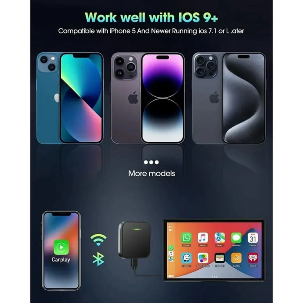 For iOS Car Auto Navigation Player Wireless Carplay Adapter Box Dongle, Dark