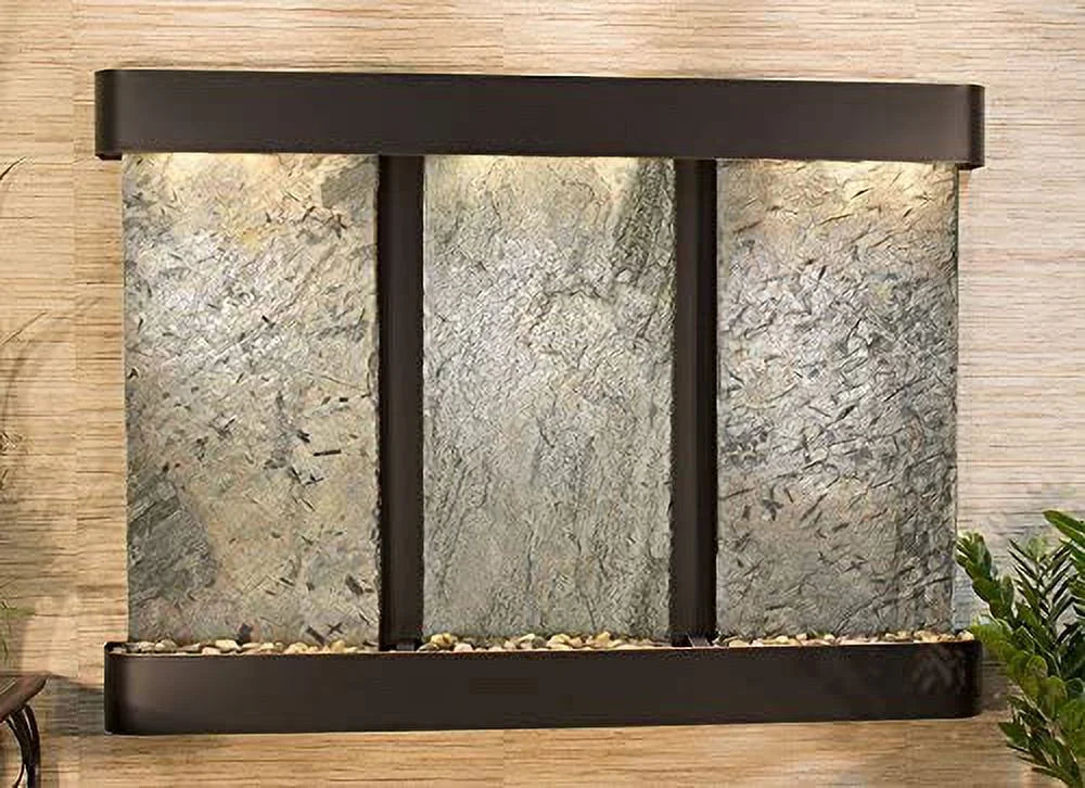 Adagio OFR1502 Olympus Falls Round Wall Fountain - Ebony Copper-Green Natural Slate
