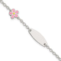 Auriga 925 Sterling Silver Enameled Flower 5inch Id Bracelet 6inch for Individuals