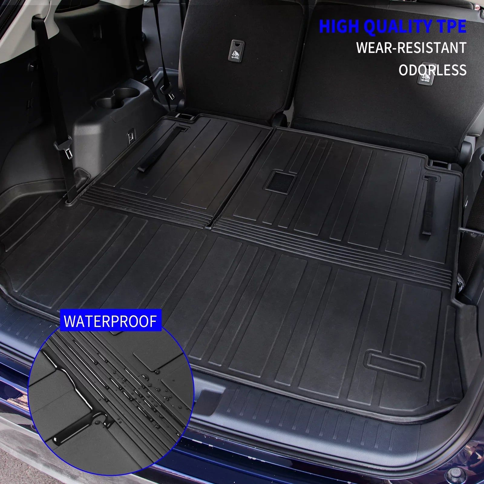 Cargo Mat Compatible with 2020-2024 Toyota Highlander Trunk Mat Cargo Liner TPE Back Seat Cover Protector 2022 7 Seats Highlander Accessories (2020-2023, Trunk Mat with Backrest Mat)