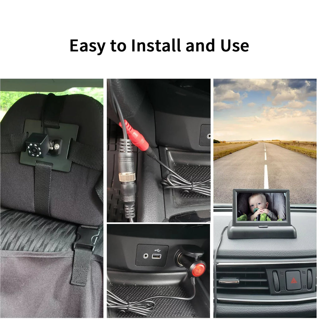 Radirus Car Baby Camera, Crystal Clear View Monitor with Infrared Night Vision, Ideal for Rear Facing Seat