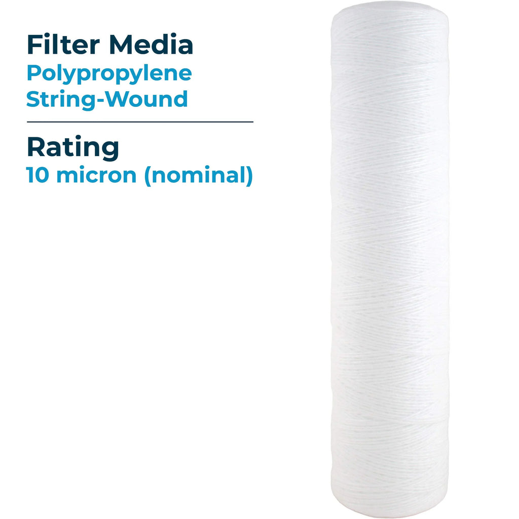 SpiroPure SP-WP10-20BB 20x4.5 10 Micron String-Wound Polypropylene Water Filter Cartridge SWC-45-2010 (Case of 6)