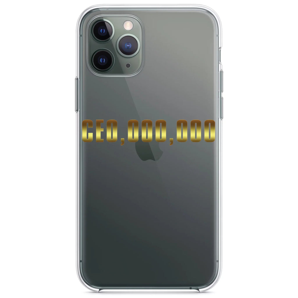 DistinctInk Clear Shockproof Hybrid Case for iPhone 12 MINI (5.4" Screen) - TPU Bumper Acrylic Back Tempered Glass Screen Protector - CEO,000,000 Entrepreneur 3 commo