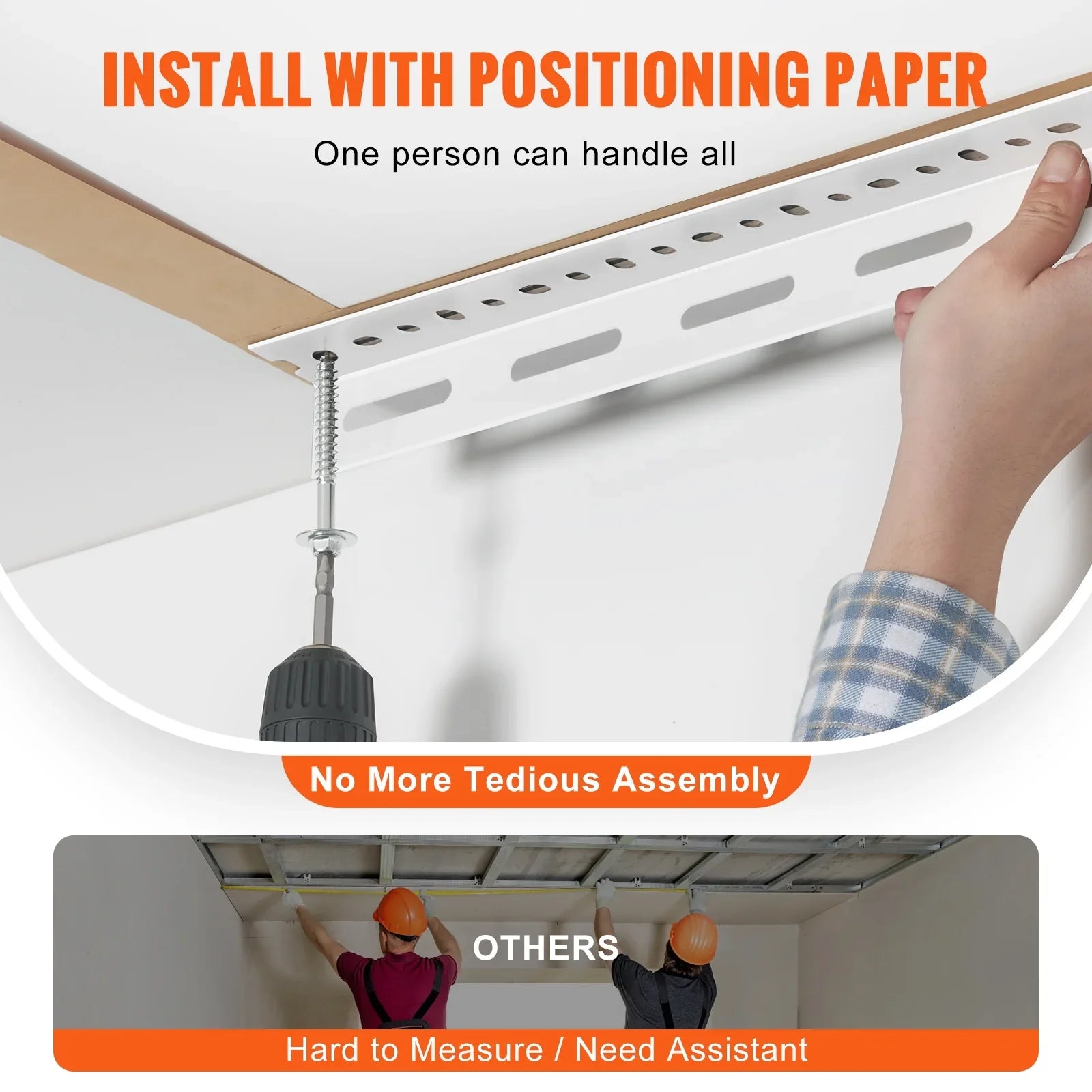 SKYSHALO Overhead Adjustable Garage Storage Rack 36x72" Ceiling Rack 550lb White