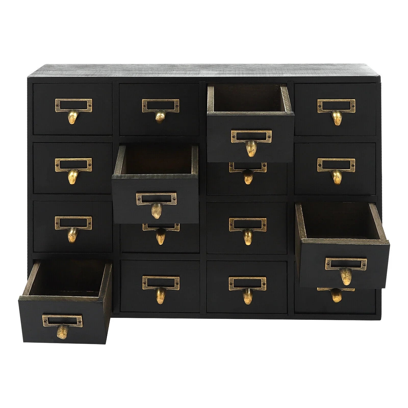 16 Drawers Apothecary Cabinet Herb Storage Box, Wooden Desk Drawer Organizer New