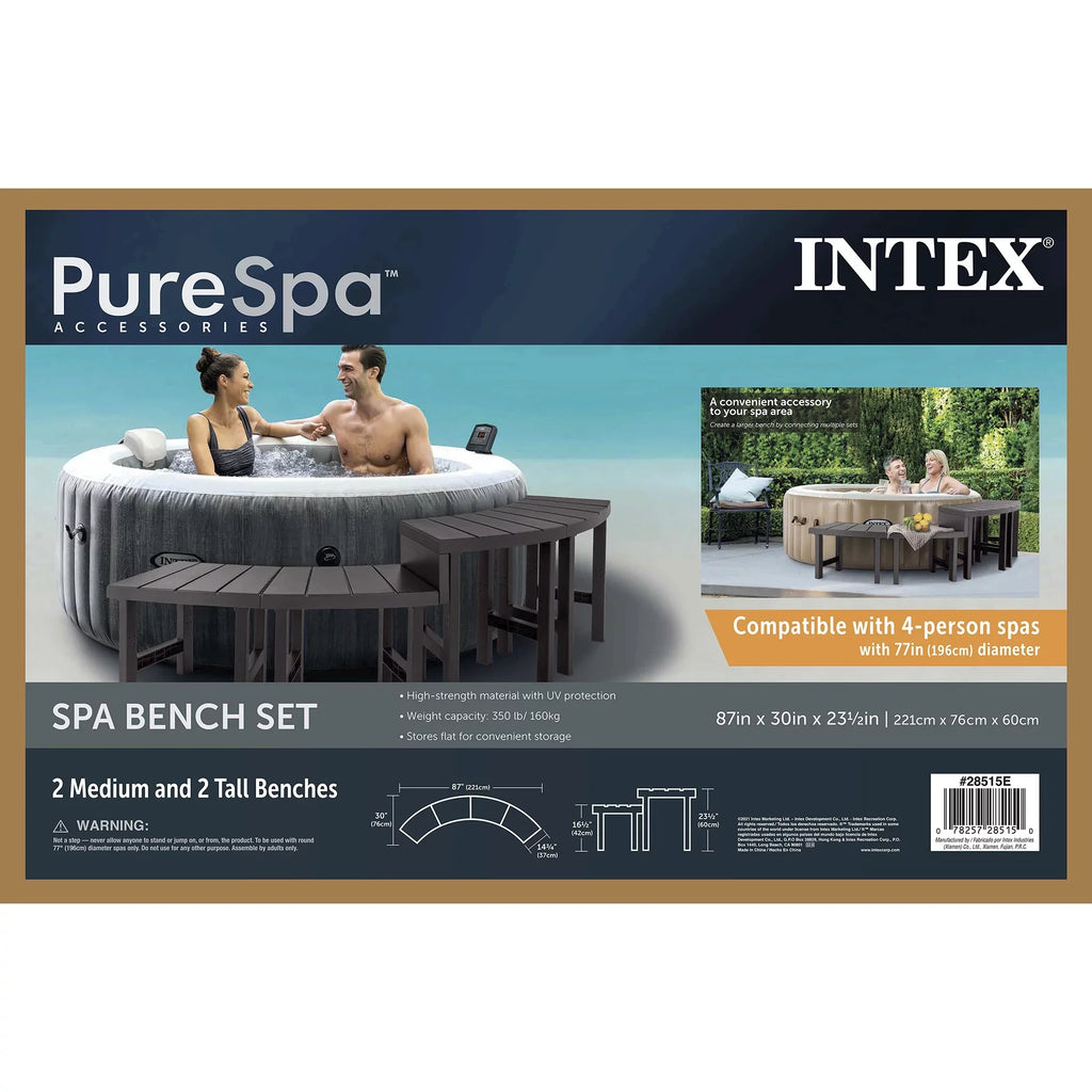 Intex PureSpa Plus Greywood Inflatable Hot Tub Jet Spa w/ Accessory Benches