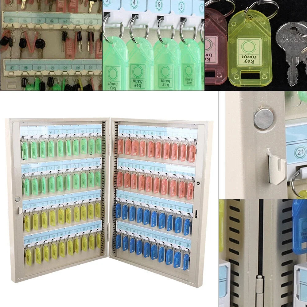Wall Mounted 80 Key Storage Cabinet Lock Box Safe Organizer Car Dealership Holder