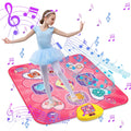 Dance Mat, Electronic Musical Play Mats Pink Dance Pad with LED Lights, Dance Game Toy Gift for Kids with 5 Game Modes, Christmas Birthday Gifts for 3 4 5 6 7 8 9 10 Year Old Girls Toys