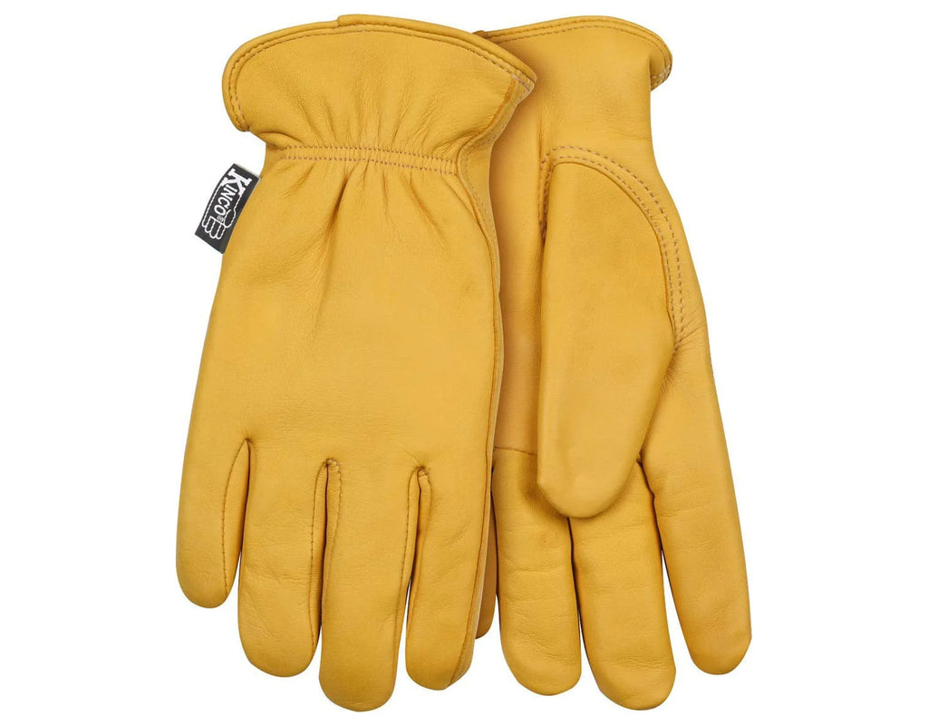 Kinco 90HKW-S Gentlemen Lined Grain Deerskin Gloves, Heat Keep Lining, Double Shirred Elastic Back, Small, Golden