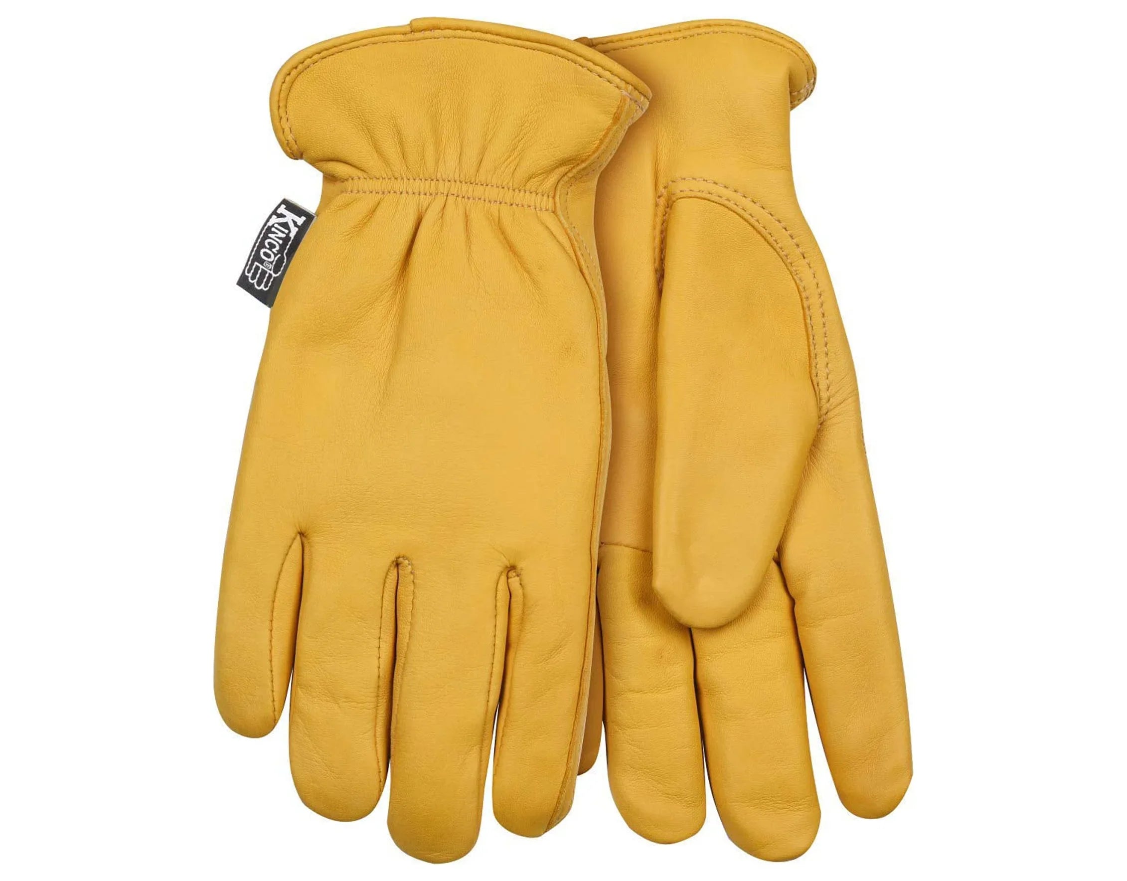 Kinco 90HKW-S Gentlemen Lined Grain Deerskin Gloves, Heat Keep Lining, Double Shirred Elastic Back, Small, Golden