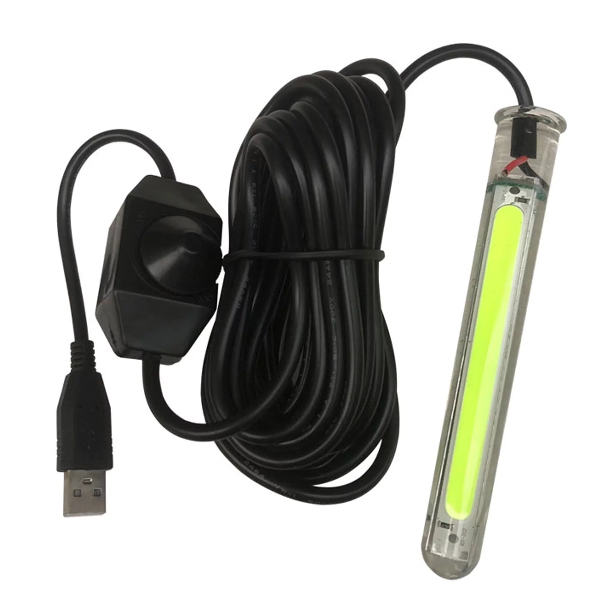 FSLiving USB LED Charging 5V Underwater Fishing Light Fish Attracting Light,Night Fishing Light Portable Dimmable Submersible Fishing Light 20W Finder for Camping 16.4ft - Green