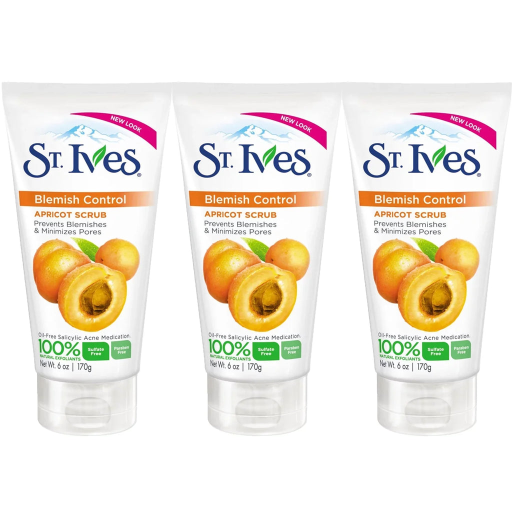 Pack of (3) St. Ives Apricot Scrub Blemish And Dark Control Oily / Acne Prone Skin 6 oz