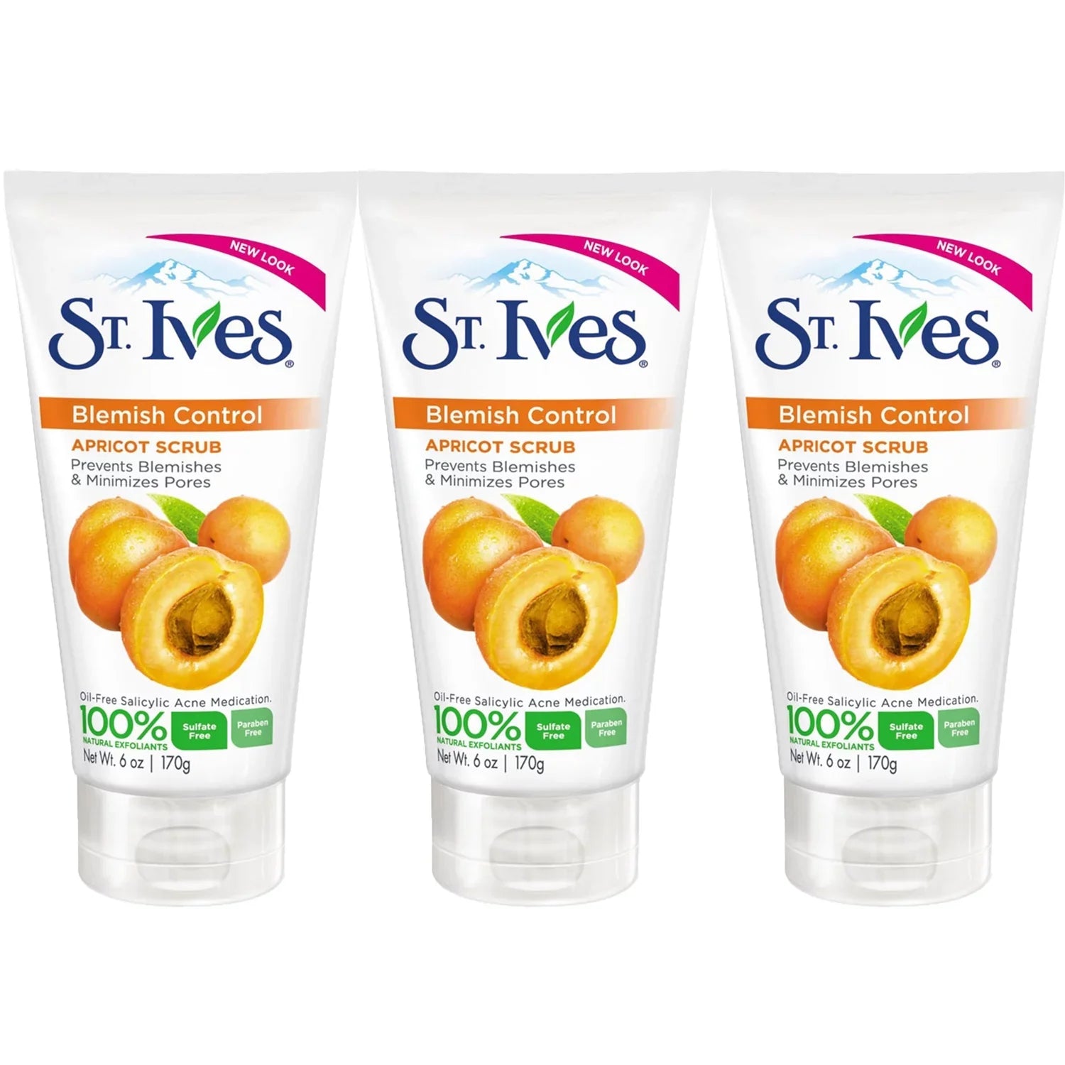 Pack of (3) St. Ives Apricot Scrub Blemish And Dark Control Oily / Acne Prone Skin 6 oz