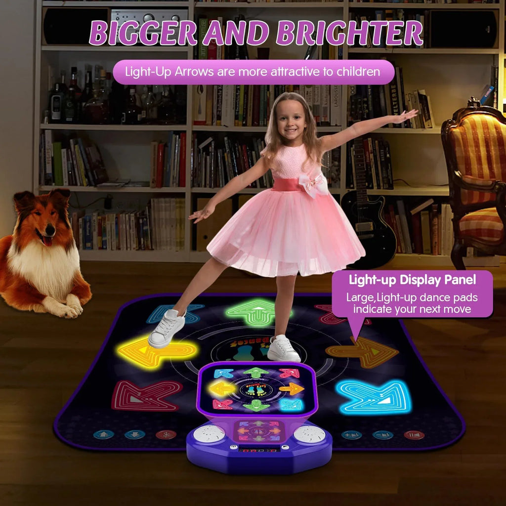 PAFOLO Dance Mat Toys for 3-12 Year Old Kids, Dance Pad with Light Up 8-Buttons & Wireless Bluetooth, Music Dance Toy with 5 Game Modes, Easter Xmas Gifts for 3 4 5 6 7 8 9 10+ Year Old Girls Boy