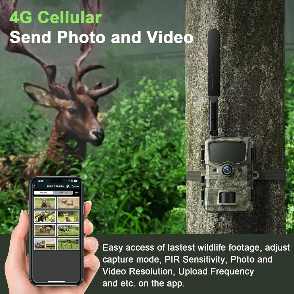 CAMPARK 4G LTE Cellular Trail Camera Final Point Picture Video to Cell Phone - 24MP 1080P Game Hunting Camera with Night Vision Motion Activated Waterproof for Wildlife Monitoring Trail Cam with SD Card