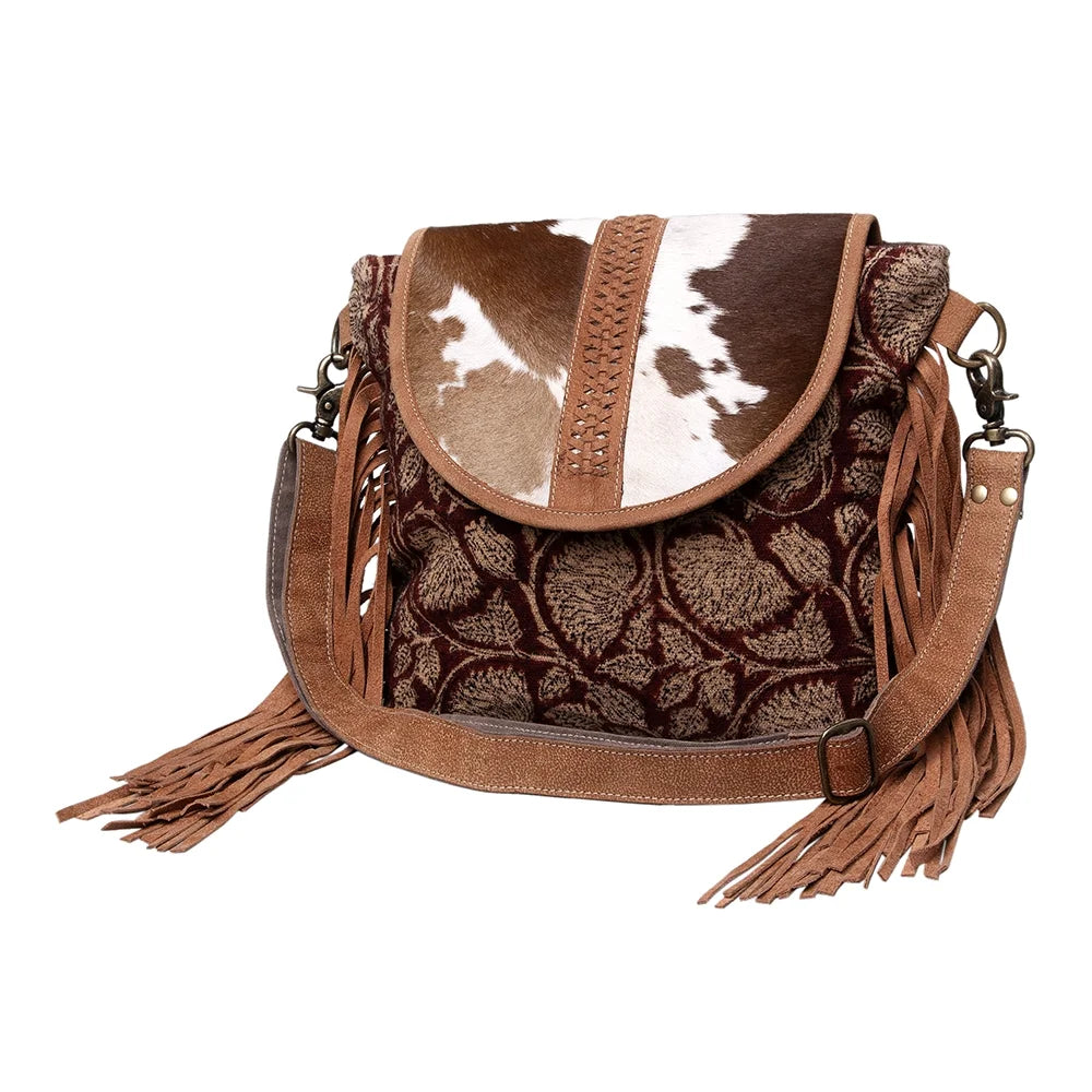 KB OHLAY KB483 Cross Body Upcycled Canvas Hair-On Genuine Leather Individuals bag western handbag purse