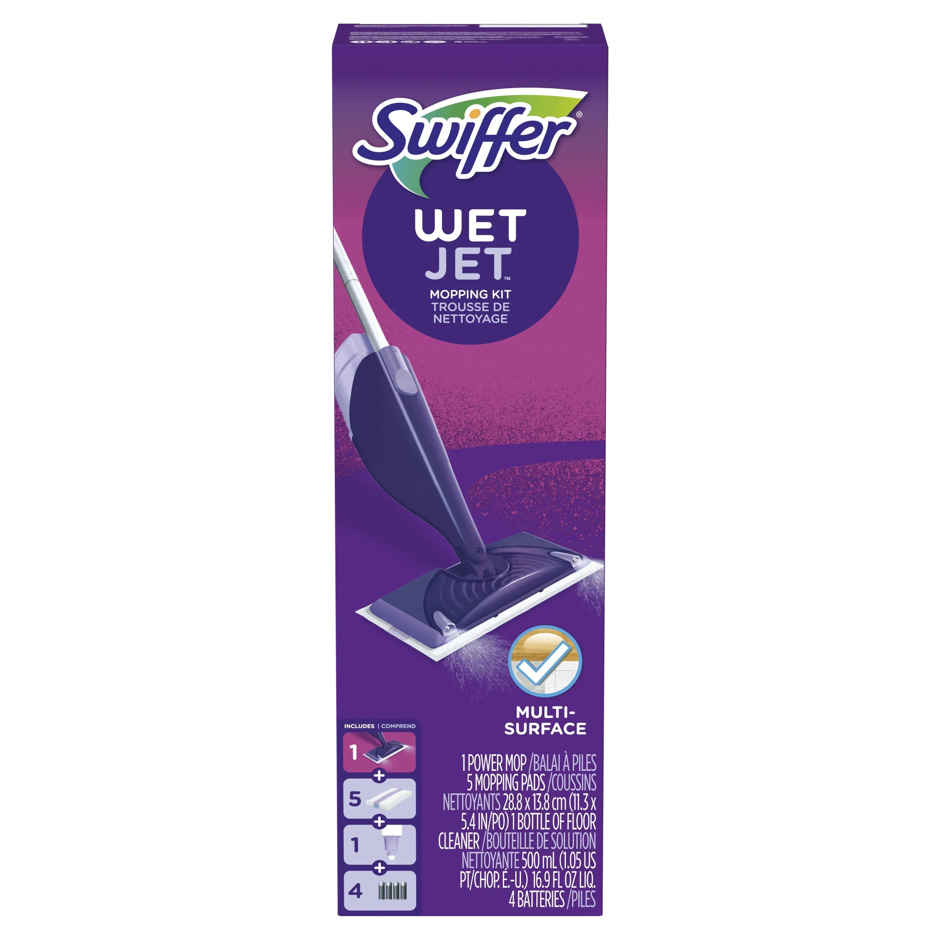 Swiffer WetJet Mop Starter Kit (1 Mop, 5 Pads, 1 Floor Cleaning Solution)