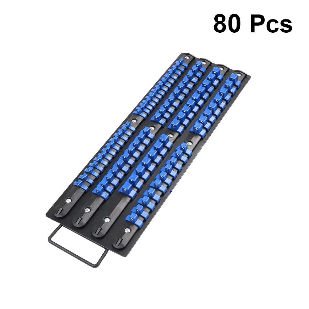 HEMOTON 80 Industrial ABS Socket Wrench Mountable Socket Storage Rail Rack Holder Organize Sliding