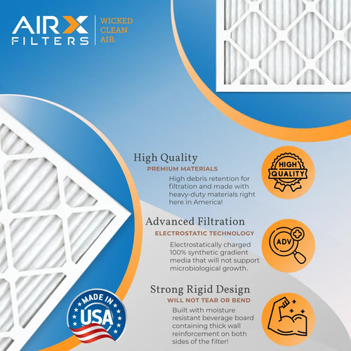 12x18x1 Air Filter MERV 13 Comparable to MPR 1500 - 2200 & FPR 9 Electrostatic Pleated Air Conditioner Filter 6 Pack HVAC AC Premium USA Made 12x18x1 Furnace Filters by AIRX FILTERS WICKED CLEAN AIR.