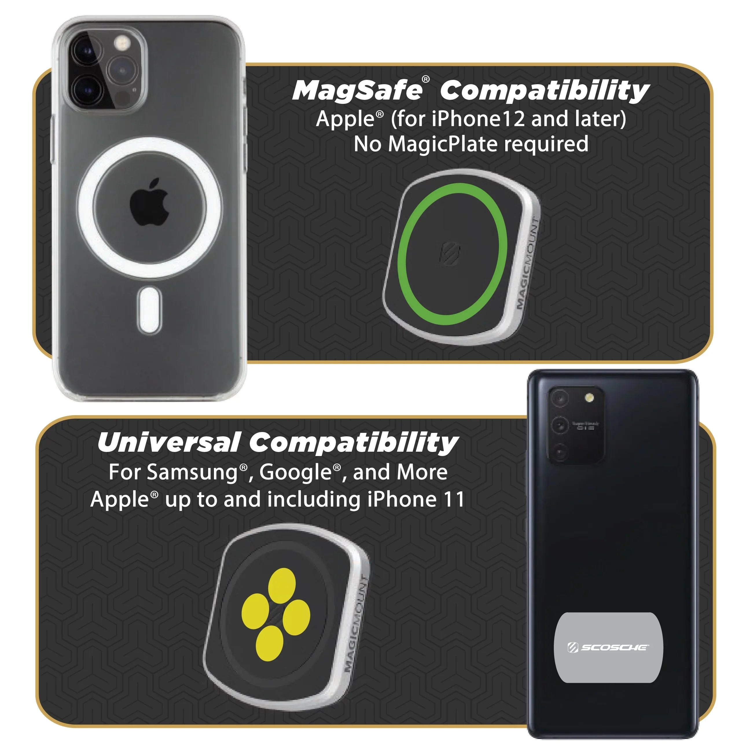 Scosche MP2ODVM-SP1 MagicMount Pro 2 Dash/Vent 4-in-1 Car Magnetic Phone Mount Kit