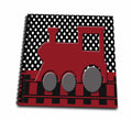 3dRose Red Train Engine on a Dark Polka dot Background with Railroad - Mini Notepad, 4 by 4-inch