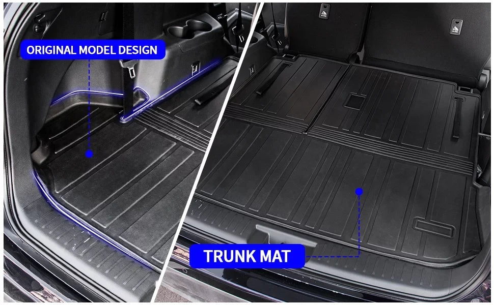 Cargo Mat Compatible with 2020-2024 Toyota Highlander Trunk Mat Cargo Liner TPE Back Seat Cover Protector 2022 7 Seats Highlander Accessories (2020-2023, Trunk Mat with Backrest Mat)