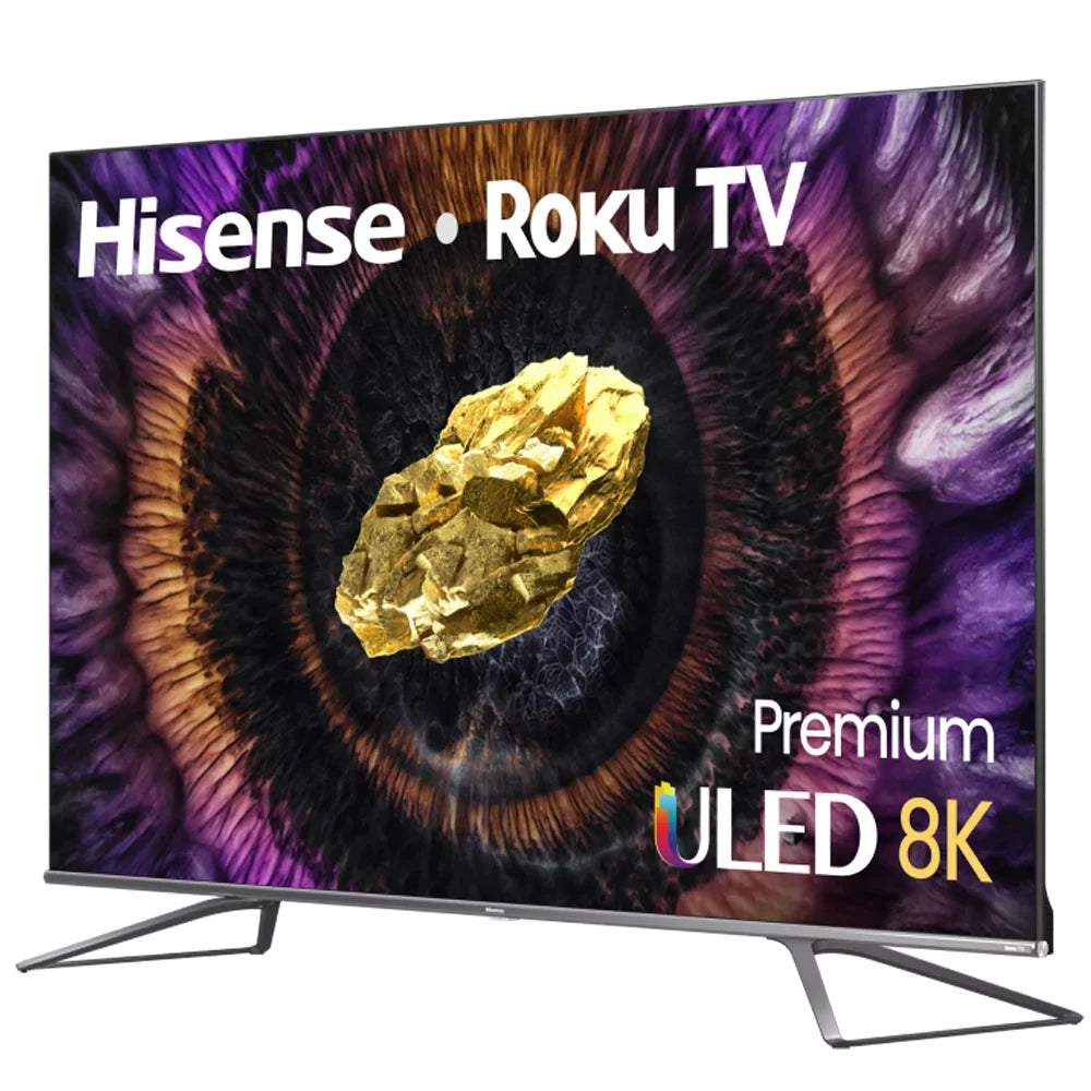 Hisense 75U800GR 75" ULED 8K Premium Quantum Dot Roku Smart TV 2021 with Dolby Vision Bundle with Deco Home 60W 2.0 Channel Soundbar, 37"-100" TV Wall Mount Bracket Bundle and 6-Outlet Surge Adapter