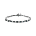 Haus of Brilliance .925 Sterling Silver 1.0 Cttw People with Alternating Round cut Box Clasp White Diamond and Treated Blue Diamond Tennis Bracelet (Blue and I-J Color, I3 Clarity) - Size 7" Inches