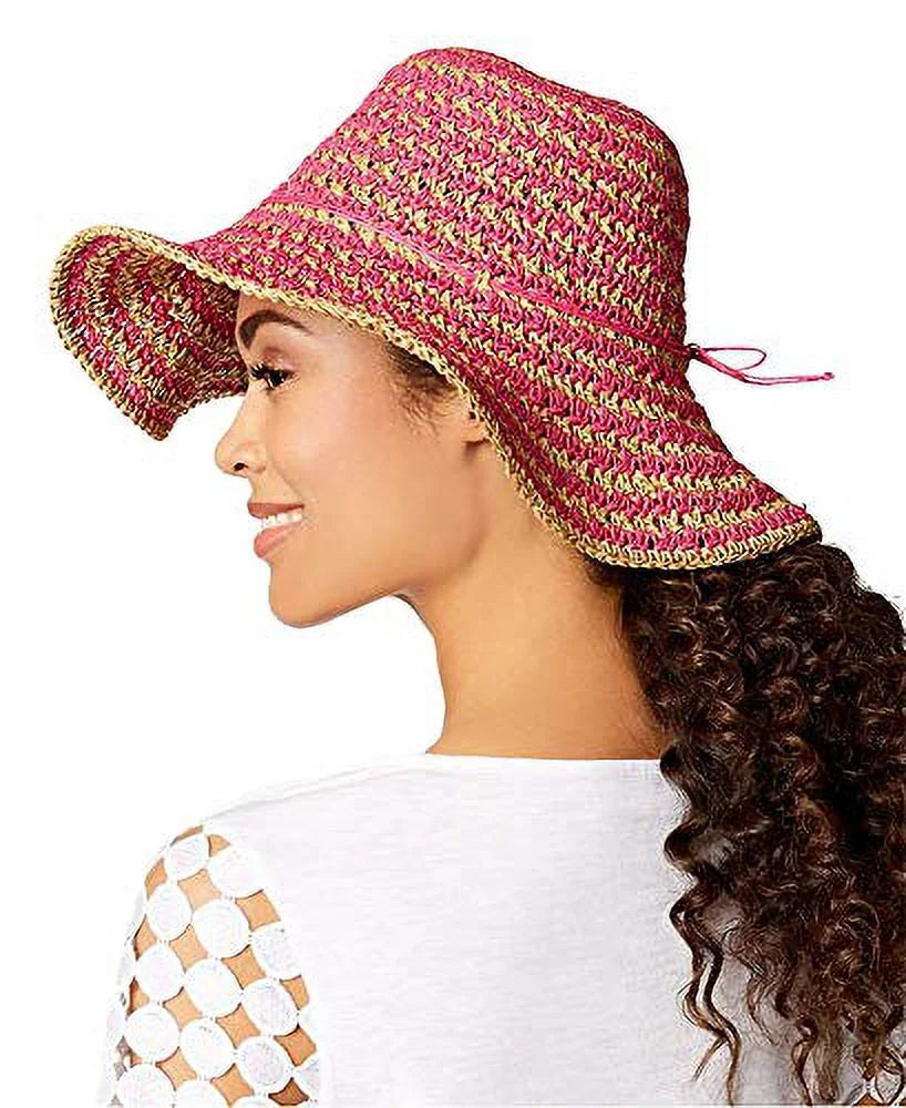 Nine West Individuals Crochet Floppy Hats, Pink/Natural