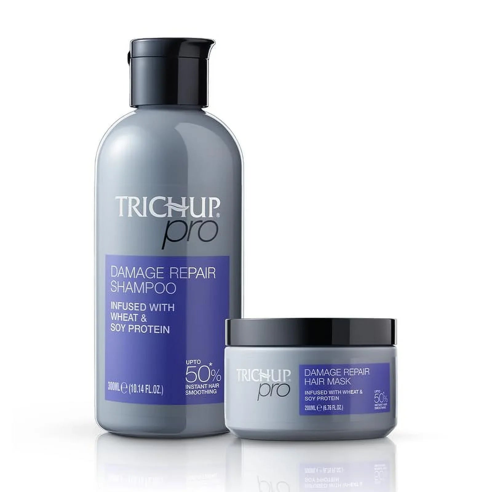 Trichup Pro Damage Repair & Instant Smoothing Hair Care Combo For Dry Frizzy Hair (Set Of 2) | Shampoo 300 Ml + Hair Mask 200 Ml | Improves Texture & Manageability | Reduce Split E