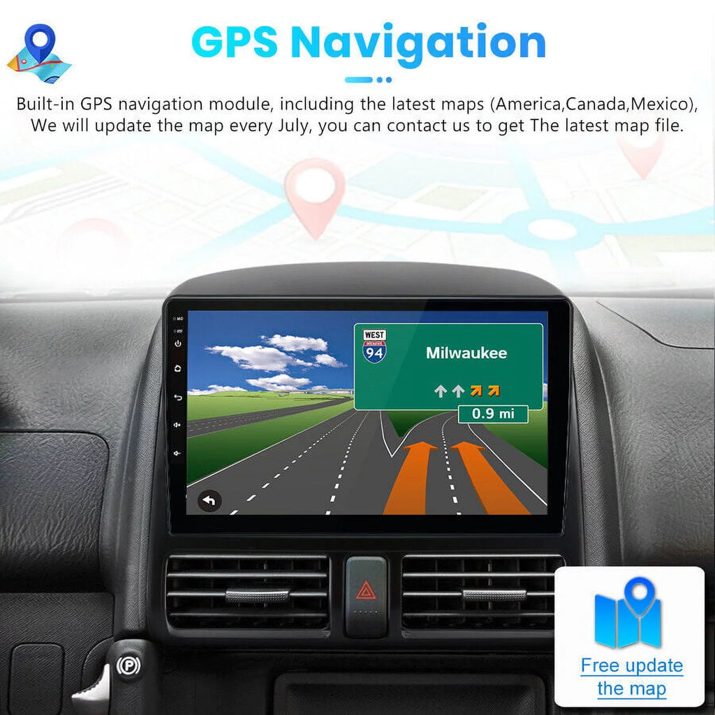 AWESAFE Car Stereo Radio for Honda CRV 2001 2002 2003 2004 2005 2006,2+32GB 9 Inch Touch Screen with Wireless Carplay Android Auto GPS Navigator Bluetooth WiFi FM Radio Mirror Link