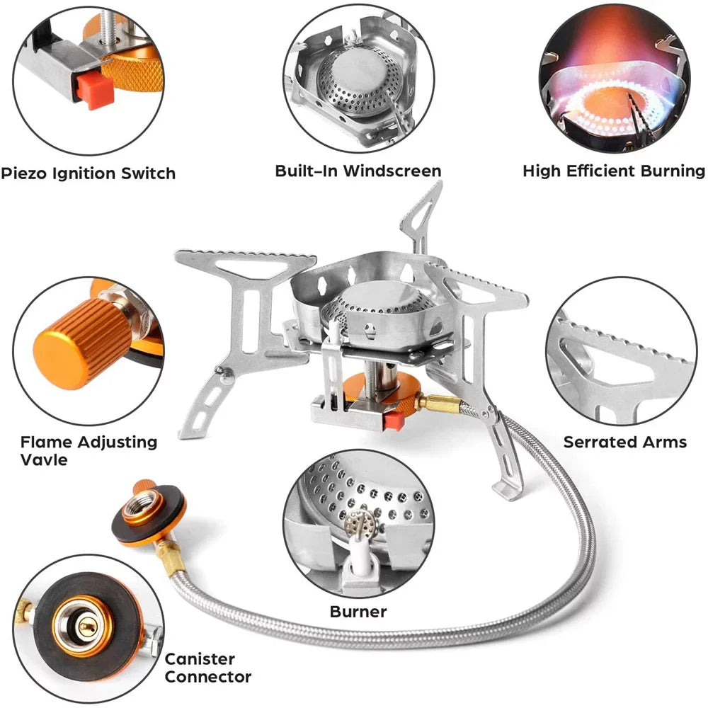 3500W Portable Mini Camping Stove Butane Propane Burner for Camping Hiking