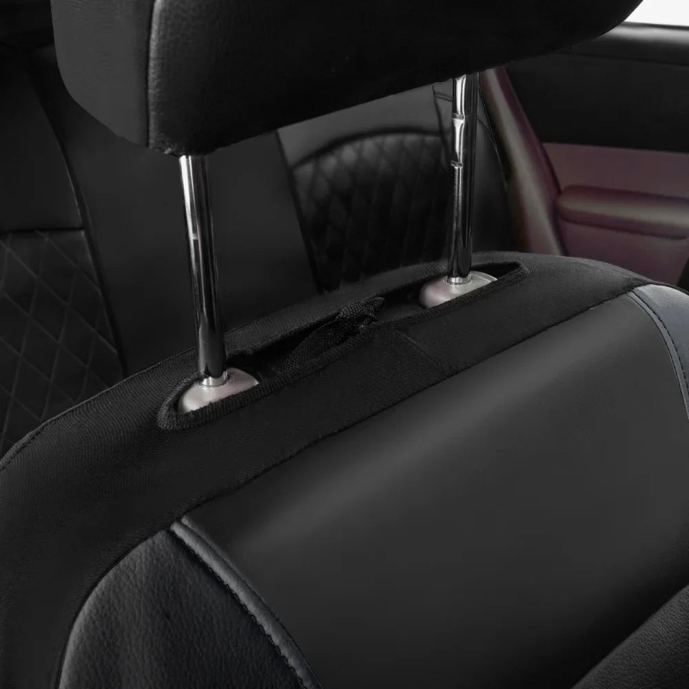 Andoe 9 Pcs Car Seat Cover, 5 Seats PU Leather Universal Seat Cover Full Set Auto Interior Accessories for Auto Trucks Van SUV