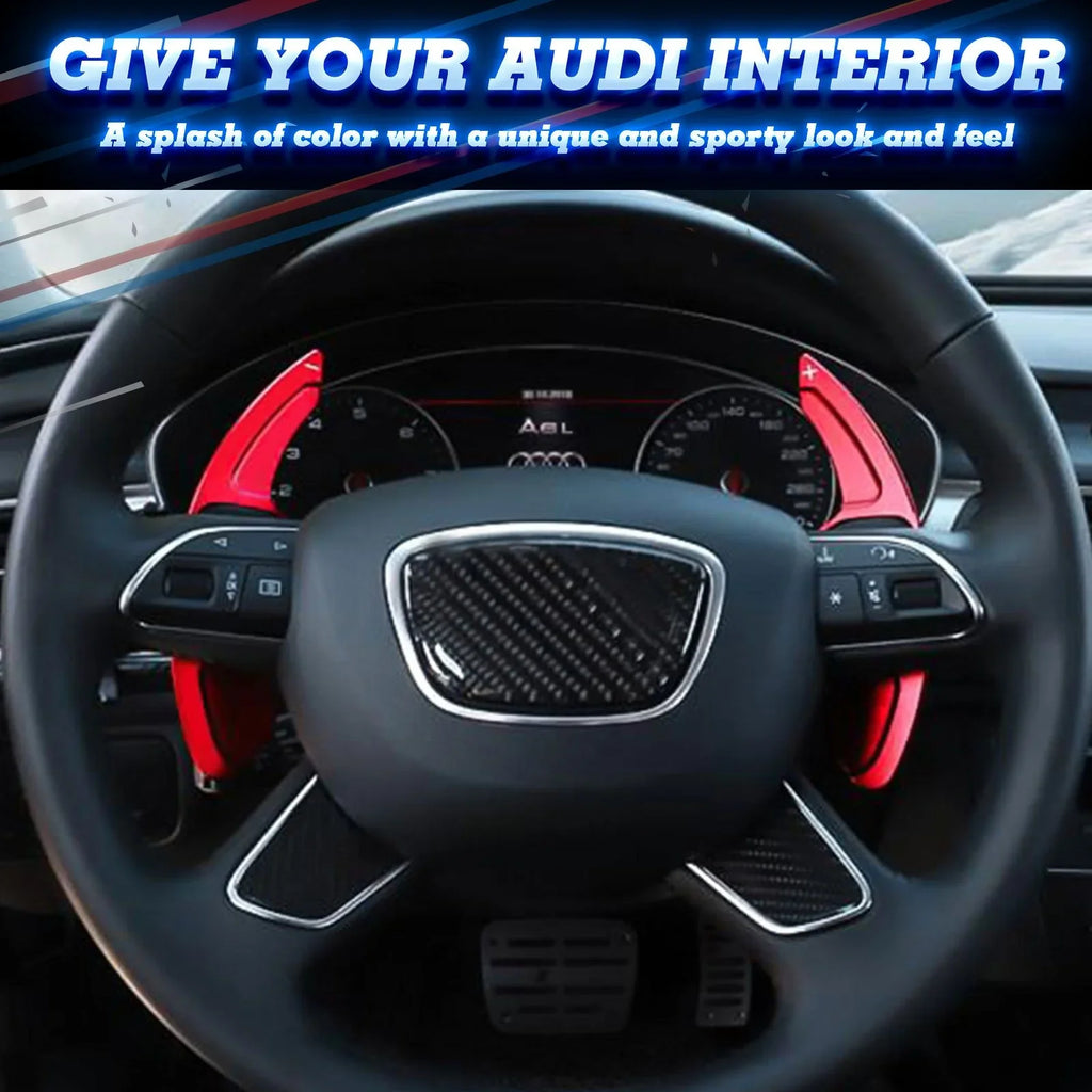 Xotic Tech Steering Wheel Paddle Shifter Cover Trim, CNC Aluminum Alloy, Compatible With Audi A3 A4 A5 A6 A7 A8 S3 S4 S5 S6 S7 S8 RS3 RS6 Q3 Q5 SQ5 Q7 (Red)