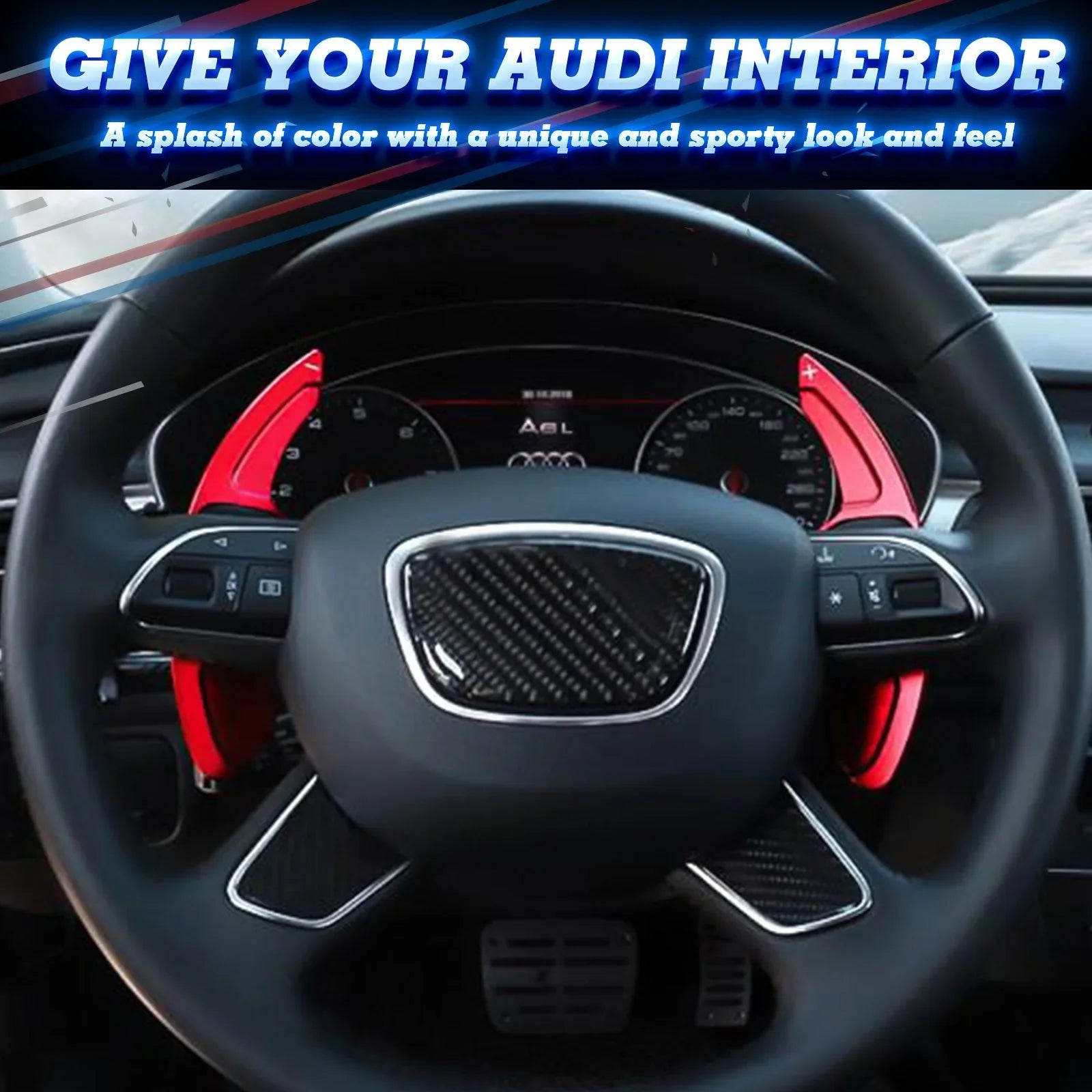 Xotic Tech Steering Wheel Paddle Shifter Cover Trim, CNC Aluminum Alloy, Compatible With Audi A3 A4 A5 A6 A7 A8 S3 S4 S5 S6 S7 S8 RS3 RS6 Q3 Q5 SQ5 Q7 (Red)