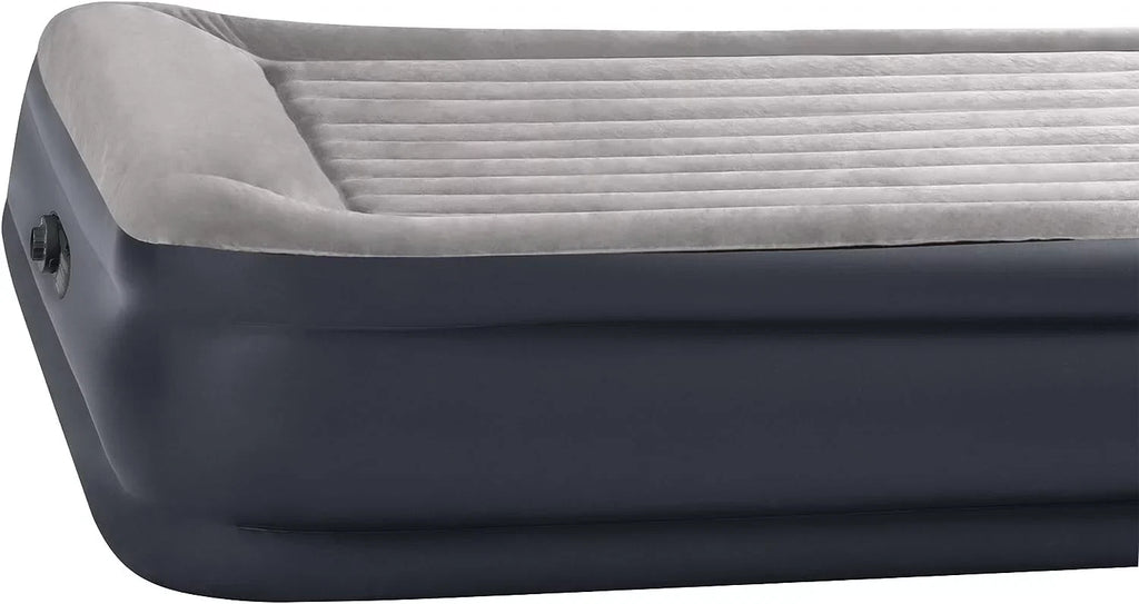 Deluxe Raised Pillow Inflatable Blow Up Portable Firm Air Mattress with Built-in Internal Air Pump, King-Sized Bed