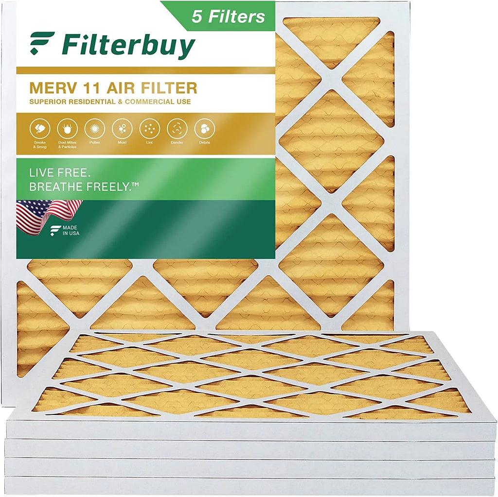 Filterbuy 12x12x1 MERV 11 Pleated HVAC AC Furnace Air Filters (5-Pack)